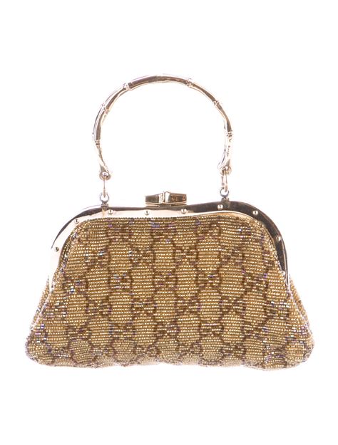 gucci satin beaded bamboo evening bag|gucci handbags for women.